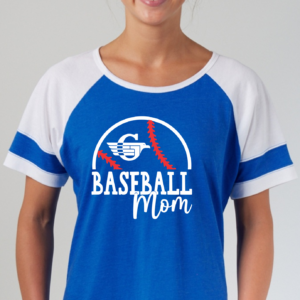 Royal and White Color Block Tee with Baseball Mom with G