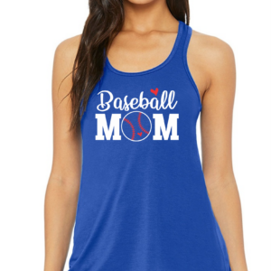 Flowy Racer Back Tank with Baseball Mom with Hearts