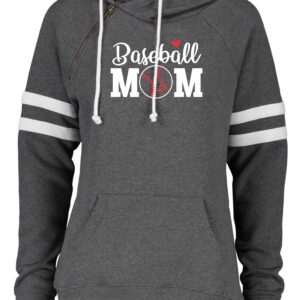Varsity Pullover Hoodie with Baseball Mom with Hearts