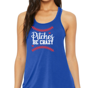 Flowy Racer Back Tank with Gladwin Baseball Pitches Be Crazy