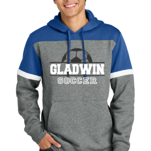 Royal and White Stripe Hoodie Gladwin Soccer Ball