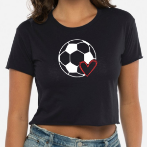 Women's Festive Crop top with Soccer ball with Heart