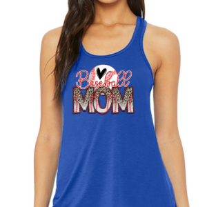 Flowy Racer Back Tank with Baseball Mom Cheetah