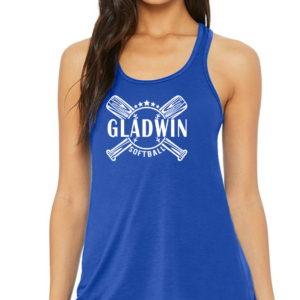 Flowy Racer Back Tank with Gladwin Softball Double Bat