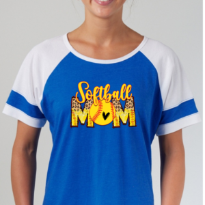 Royal and White Color Block Tee with Gladwin Softball Mom