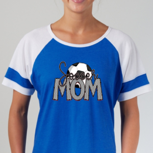 Royal and White Color Block Tee with Soccer Mom Cheetah